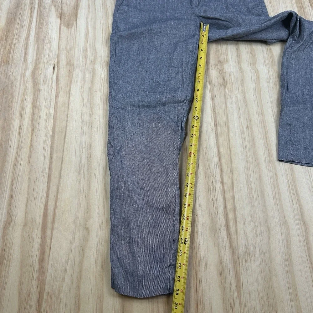 Banana Republic Avery Pants Womens Size 4L Long Blue Linen Blend Trousers